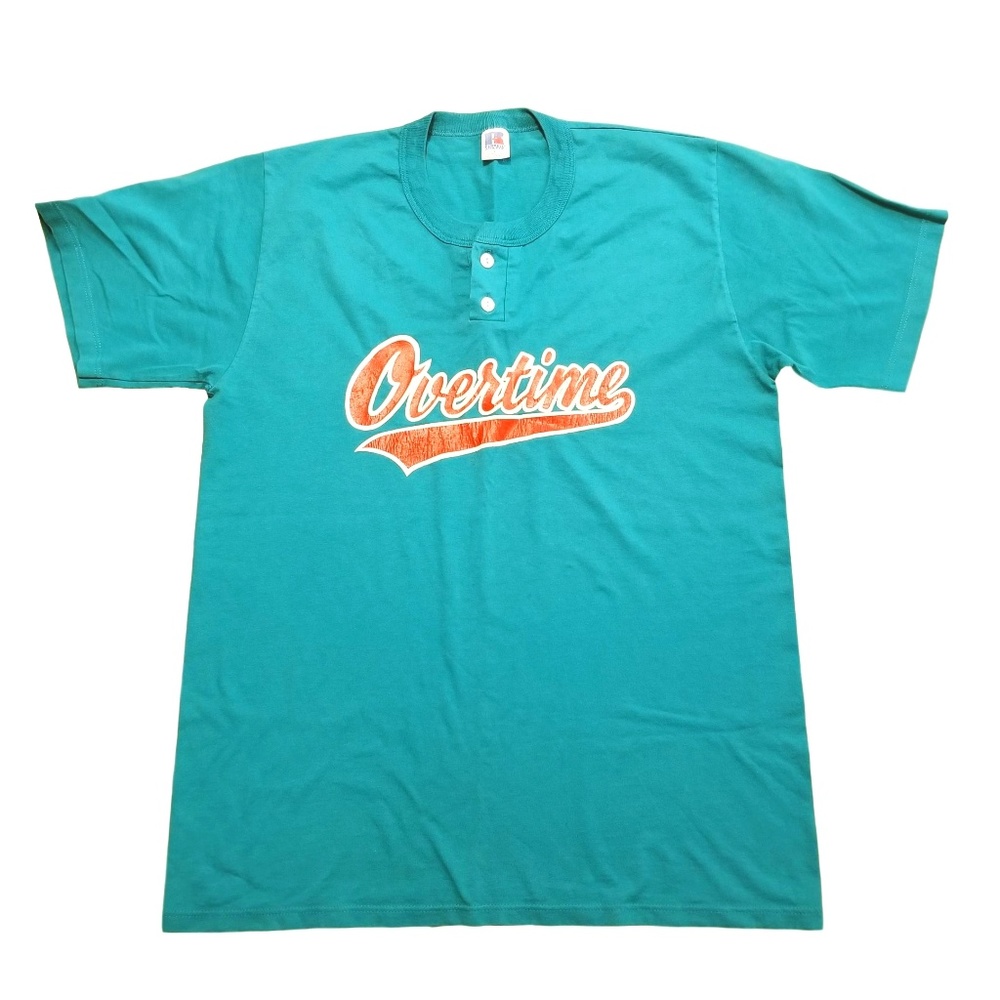 Vintage 80s 90s Overtime T-Shirt Henley Sz L